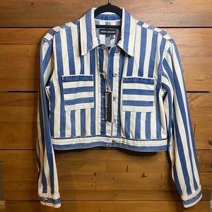 DKNY Jeans Striped Denim Cropped Jacket